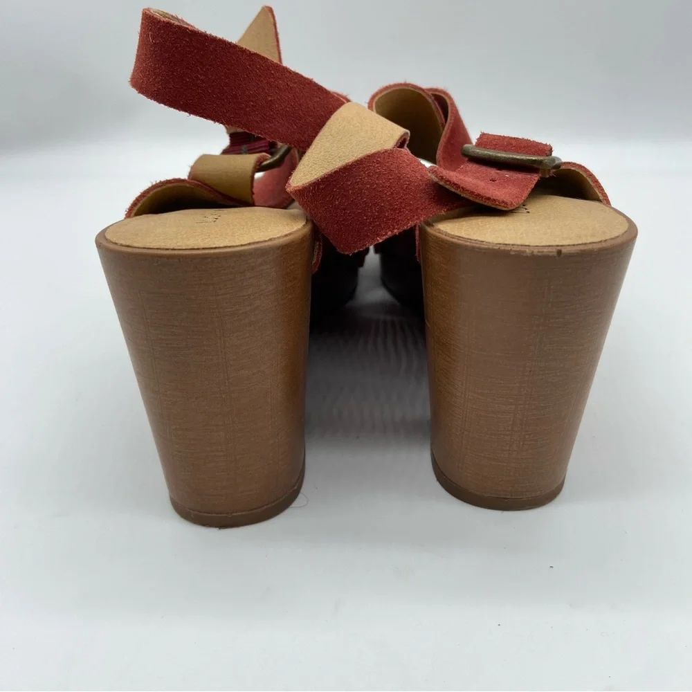 Lucky Brand Suede Wedge Currant Color Sandal Size US‎ 6.50/EU 37